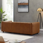 Clarence Mid Century Full Grain Leather Designer Couch in Tan Color