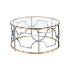 DH BASIC Modern Style Chrome and Gold Round Open Coffee Table by Denhour