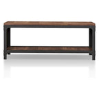 Maua Rustic Reclaimed Oak Metal Storage Entryway Bench by Furniture of America