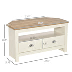 HOMCOM Corner TV Stand up to 50 Inch Entertainment Center TV Console Table with 2 Drawers and 1 Storage Compartment