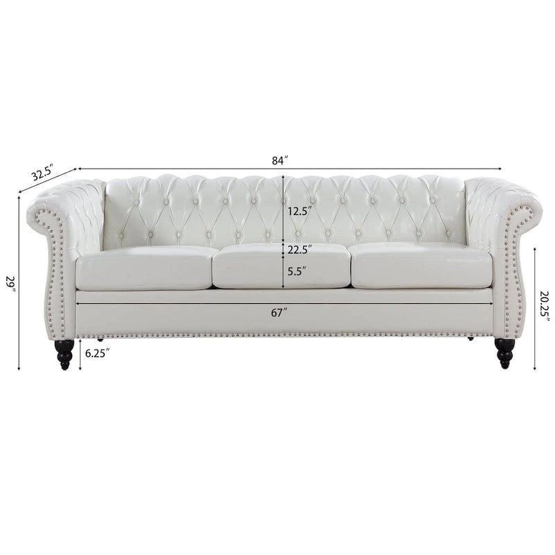 84 Chesterfield Rolled Arm 3 Seater Sofa