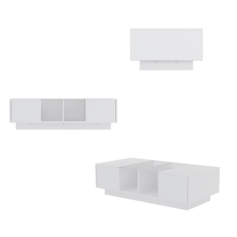 Coffee Table Storage High Gloss Coffee Tables LED Lighting Cocktail - 47.4W