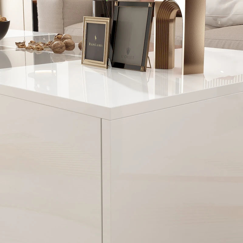 Coffee Table Storage High Gloss Coffee Tables LED Lighting Cocktail - 47.4W