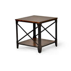 Steve Silver Fischer Solid Wood and Iron Rustic Square Side Table