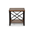 Steve Silver Fischer Solid Wood and Iron Rustic Square Side Table