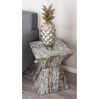Mother of Pearl Shell Handmade Hourglass Shaped Accent Table - Gray or Beige - Roche River Decor