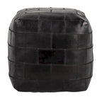Carbon Loft Najah Patchwork Leather Industrial Pouf Ottoman