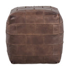 Carbon Loft Najah Patchwork Leather Industrial Pouf Ottoman