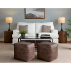 Carbon Loft Najah Patchwork Leather Industrial Pouf Ottoman