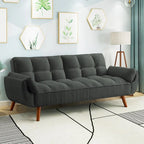 75.39 Futon Sofa Bed, Convertible Folding Futon Couch Recliner Lounge For Living Room With 2 Pillow/Armrest