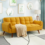 75.39 Futon Sofa Bed, Convertible Folding Futon Couch Recliner Lounge For Living Room With 2 Pillow/Armrest