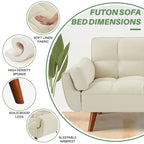 75.39 Futon Sofa Bed, Convertible Folding Futon Couch Recliner Lounge For Living Room With 2 Pillow/Armrest
