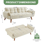 75.39 Futon Sofa Bed, Convertible Folding Futon Couch Recliner Lounge For Living Room With 2 Pillow/Armrest