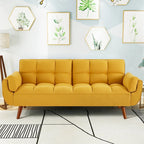 75.39 Futon Sofa Bed, Convertible Folding Futon Couch Recliner Lounge For Living Room With 2 Pillow/Armrest