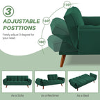 75.39 Futon Sofa Bed, Convertible Folding Futon Couch Recliner Lounge For Living Room With 2 Pillow/Armrest