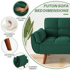 75.39 Futon Sofa Bed, Convertible Folding Futon Couch Recliner Lounge For Living Room With 2 Pillow/Armrest