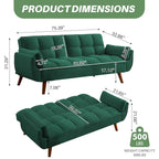 75.39 Futon Sofa Bed, Convertible Folding Futon Couch Recliner Lounge For Living Room With 2 Pillow/Armrest