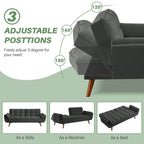 75.39 Futon Sofa Bed, Convertible Folding Futon Couch Recliner Lounge For Living Room With 2 Pillow/Armrest