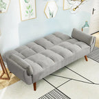 75.39 Futon Sofa Bed, Convertible Folding Futon Couch Recliner Lounge For Living Room With 2 Pillow/Armrest