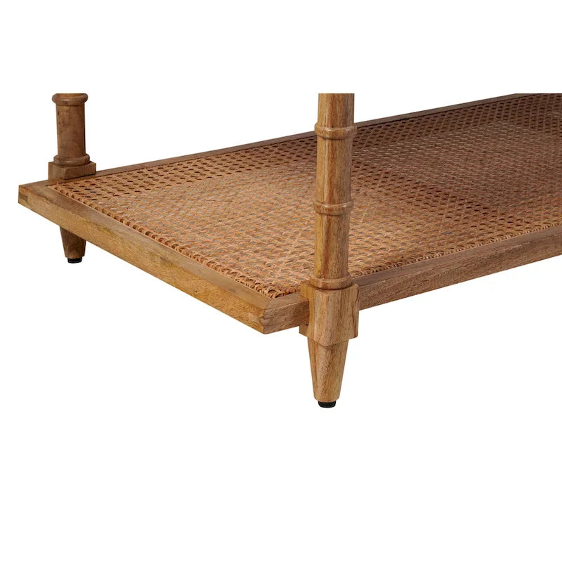 Carolina Living Chesterfield Wood & Cane Coffee Table - Whitewash