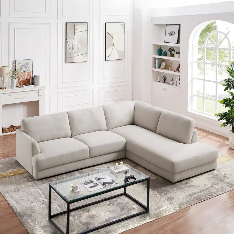 Gloria Mid-century Modern Cozy Sectional Linen Sofa