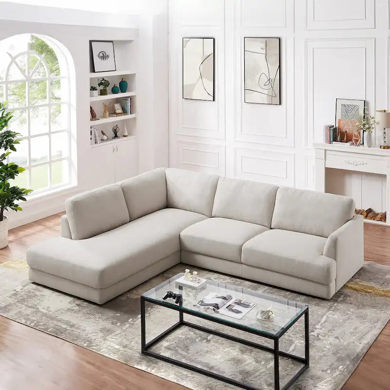 Gloria Mid-century Modern Cozy Sectional Linen Sofa