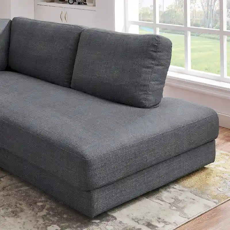 Gloria Mid-century Modern Cozy Sectional Linen Sofa