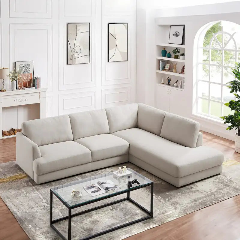 Gloria Mid-century Modern Cozy Sectional Linen Sofa