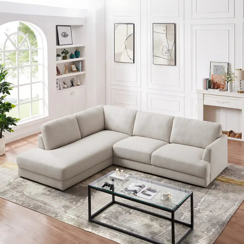 Gloria Mid-century Modern Cozy Sectional Linen Sofa