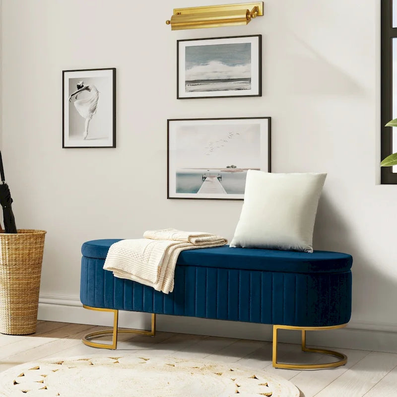 David Modern Upholstered Flip Top Storage Bench with Ottoman by HULALA HOME