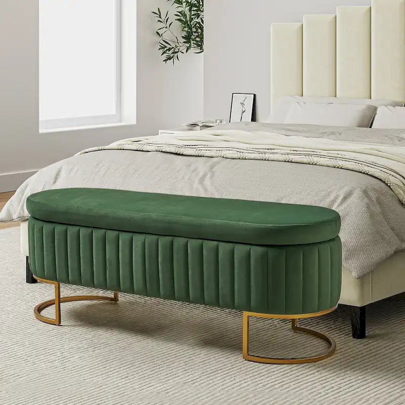David Modern Upholstered Flip Top Storage Bench with Ottoman by HULALA HOME
