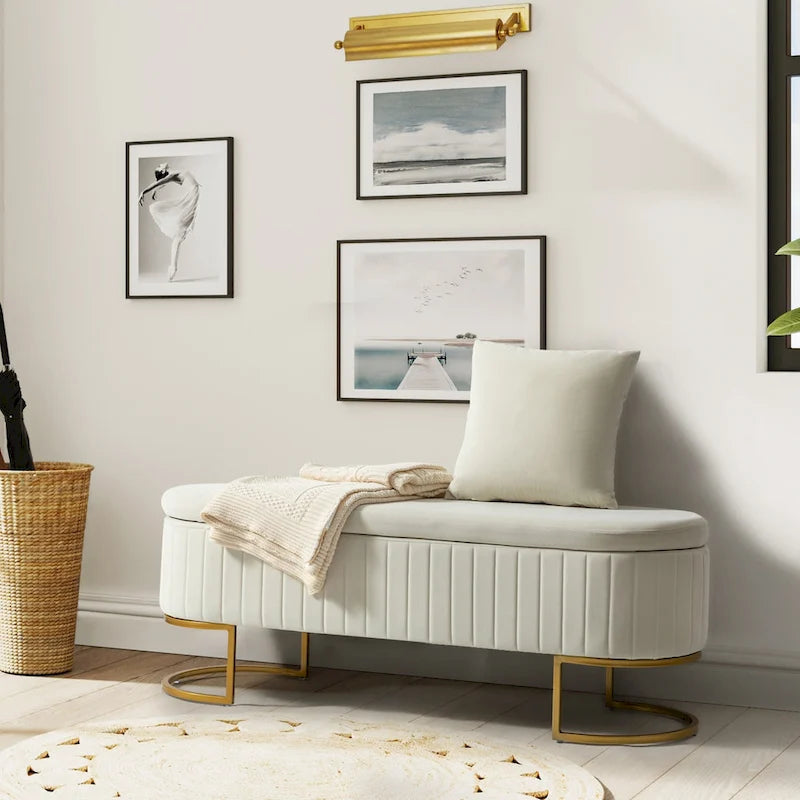 David Modern Upholstered Flip Top Storage Bench with Ottoman by HULALA HOME