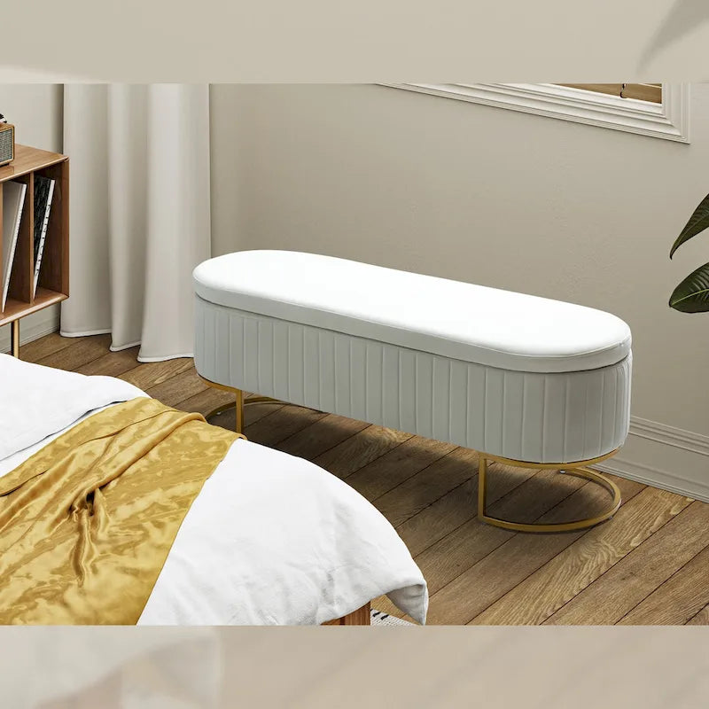 David Modern Upholstered Flip Top Storage Bench with Ottoman by HULALA HOME