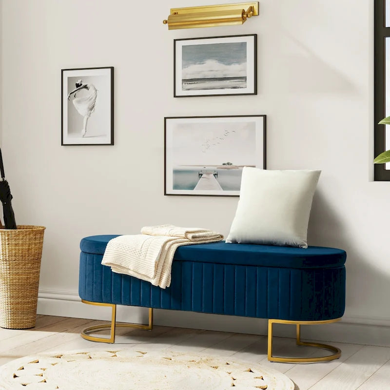 David Modern Upholstered Flip Top Storage Bench with Ottoman by HULALA HOME