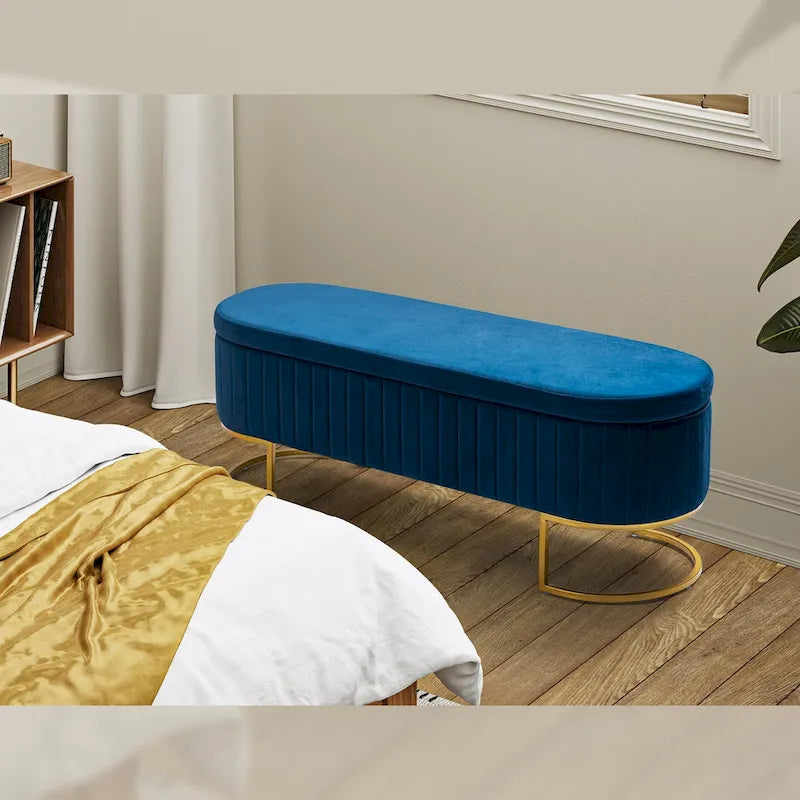 David Modern Upholstered Flip Top Storage Bench with Ottoman by HULALA HOME