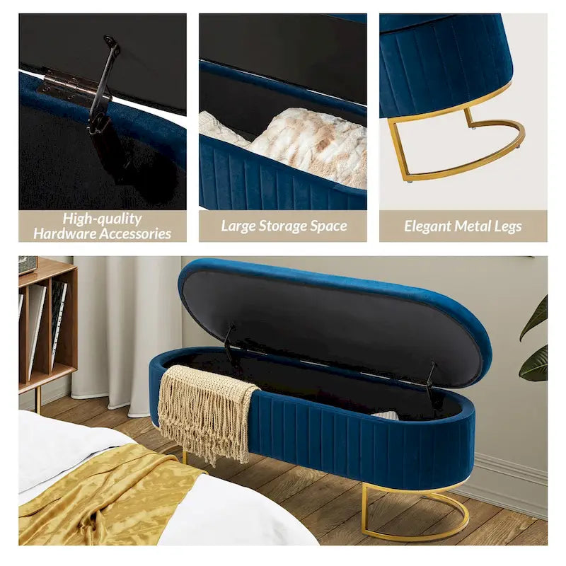 David Modern Upholstered Flip Top Storage Bench with Ottoman by HULALA HOME