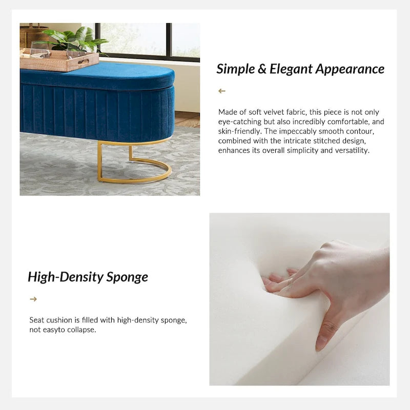 David Modern Upholstered Flip Top Storage Bench with Ottoman by HULALA HOME