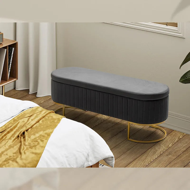 David Modern Upholstered Flip Top Storage Bench with Ottoman by HULALA HOME