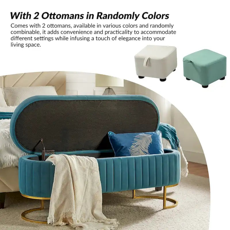 David Modern Upholstered Flip Top Storage Bench with Ottoman by HULALA HOME