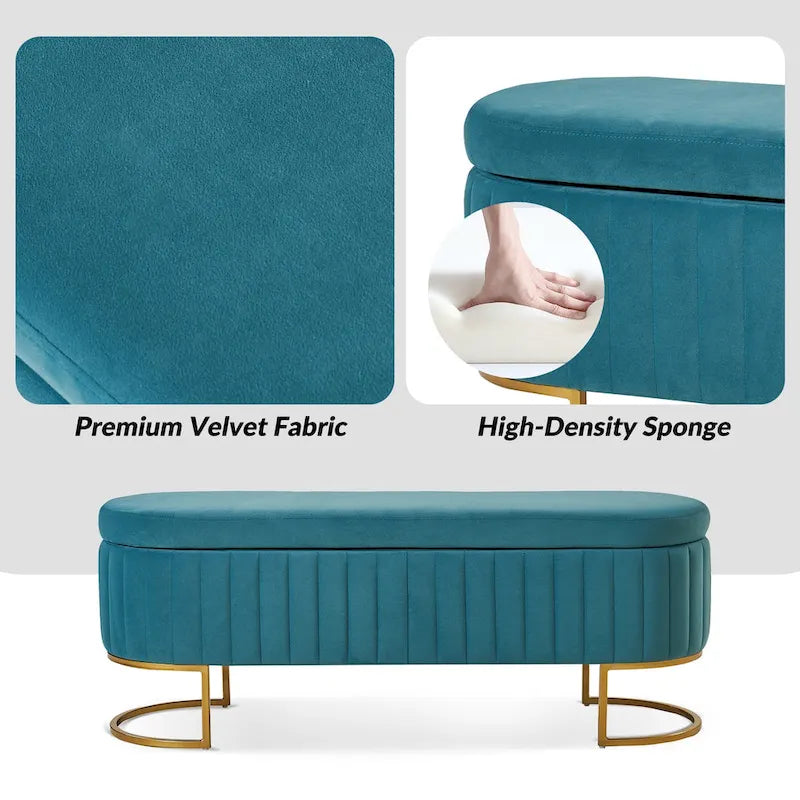 David Modern Upholstered Flip Top Storage Bench with Ottoman by HULALA HOME