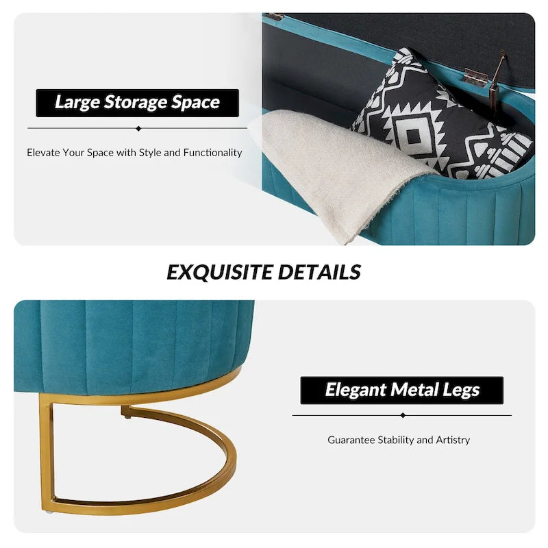 David Modern Upholstered Flip Top Storage Bench with Ottoman by HULALA HOME
