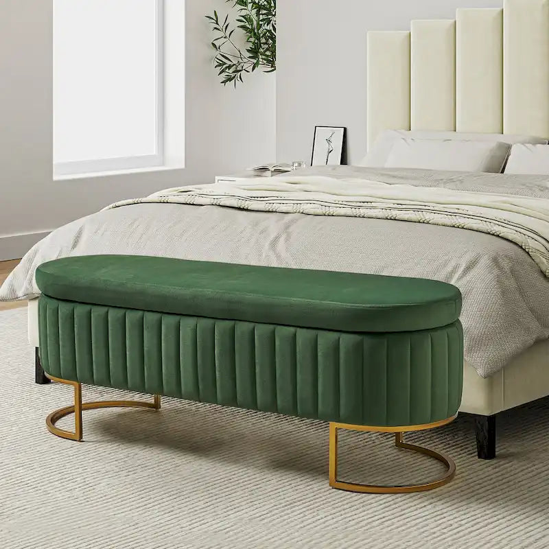 David Modern Upholstered Flip Top Storage Bench with Ottoman by HULALA HOME
