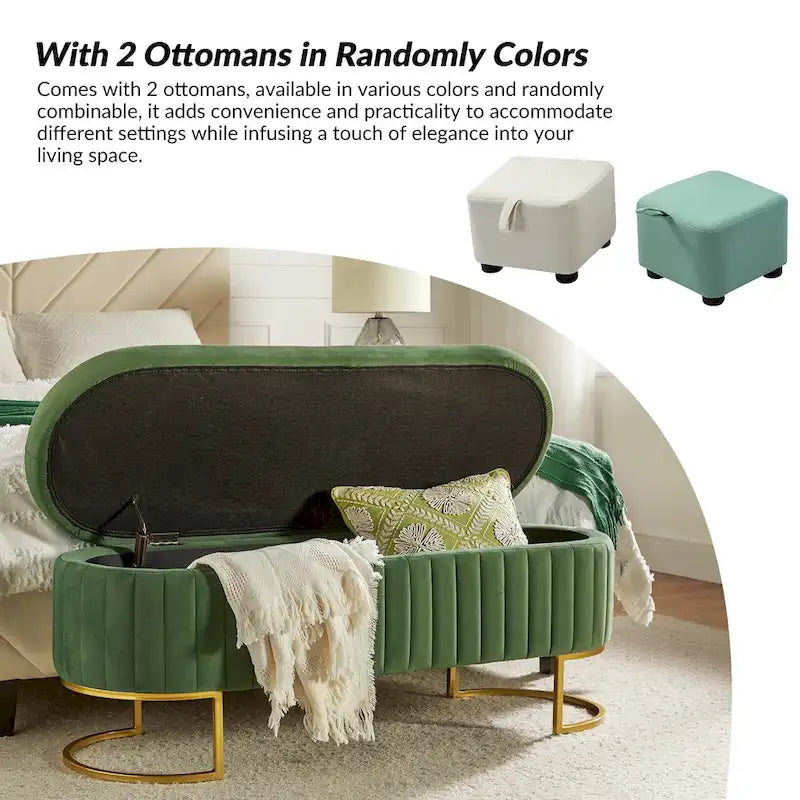 David Modern Upholstered Flip Top Storage Bench with Ottoman by HULALA HOME
