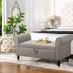 Andeworld Storage Bench Ottoman with Upholstered Arms,bench in front of bed