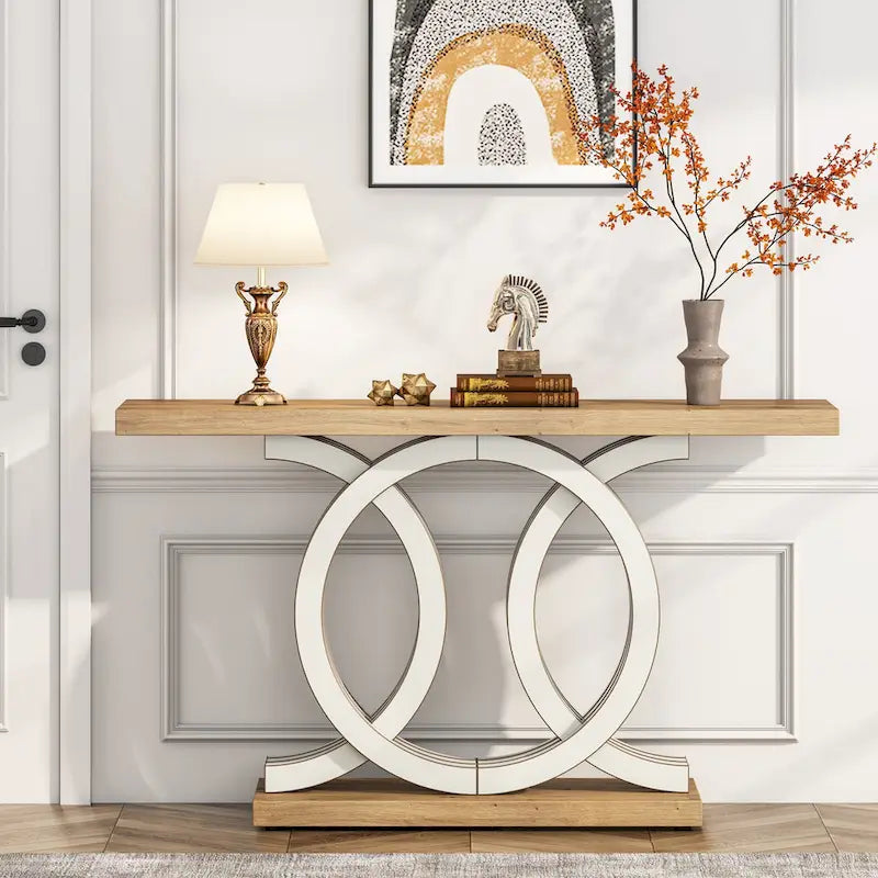 Farmhouse Console Sofa Table, 55 Inches Entryway Hallway Foyer Table