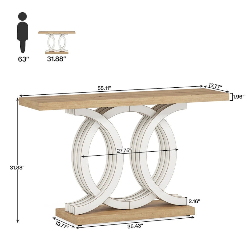 Farmhouse Console Sofa Table, 55 Inches Entryway Hallway Foyer Table