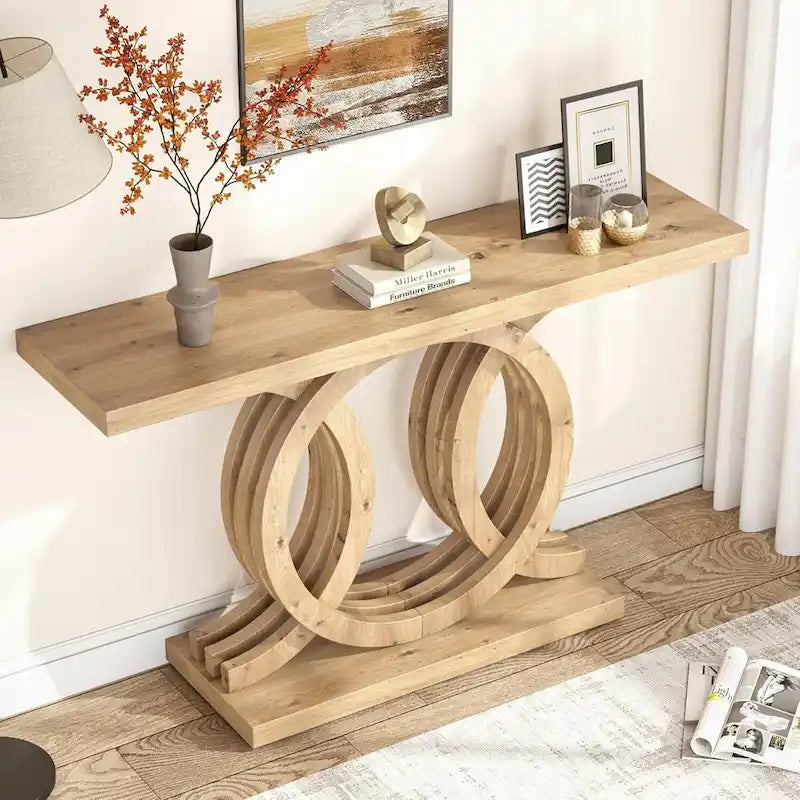 Farmhouse Console Sofa Table, 55 Inches Entryway Hallway Foyer Table