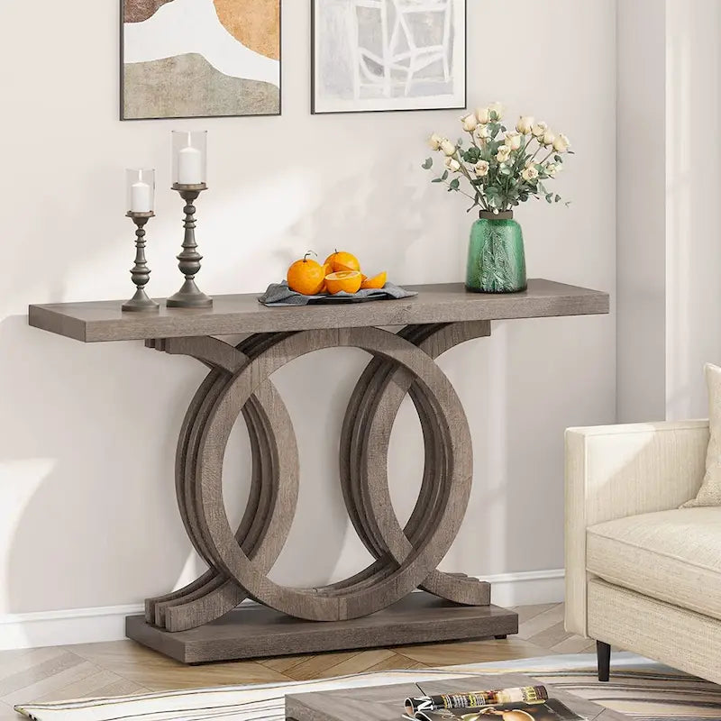 Farmhouse Console Sofa Table, 55 Inches Entryway Hallway Foyer Table