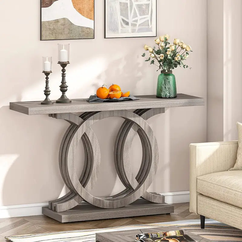 Farmhouse Console Sofa Table, 55 Inches Entryway Hallway Foyer Table