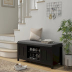 HOMCOM Entryway Shoe Bench Storage Ottoman with Adjustable Shelving, 6 Compartments, and Padded Seat, White/Grey